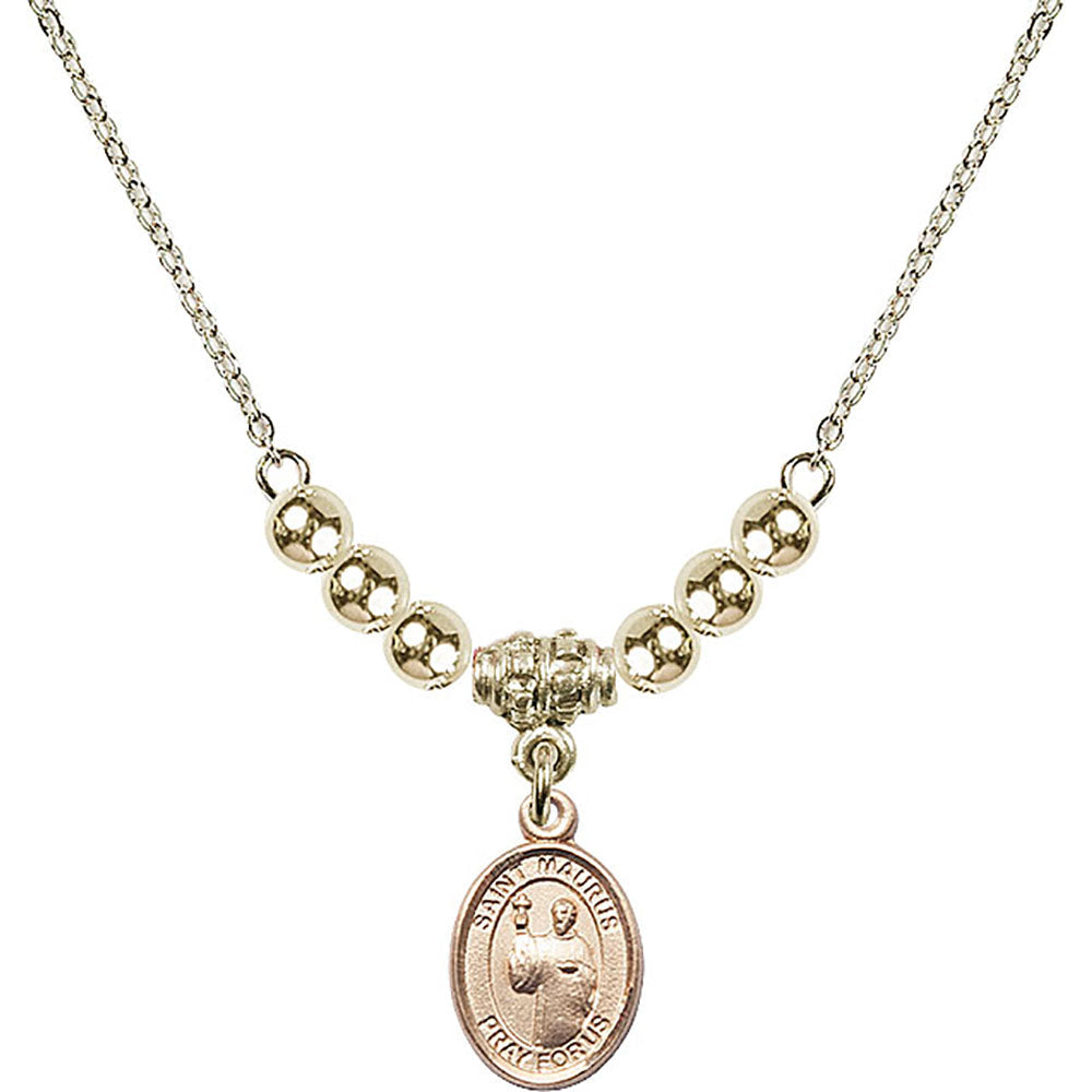 14kt Gold Filled Saint Maurus Birthstone Necklace with Gold Filled Beads - 9241