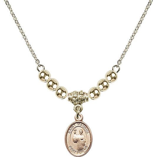 14kt Gold Filled Saint Maurus Birthstone Necklace with Gold Filled Beads - 9241