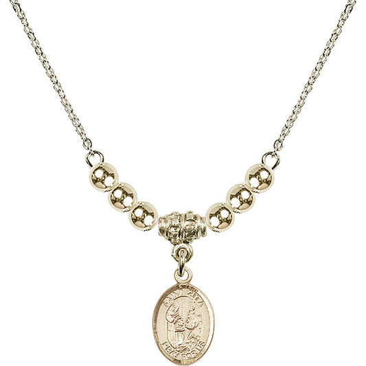 14kt Gold Filled Saint Zita Birthstone Necklace with Gold Filled Beads - 9244