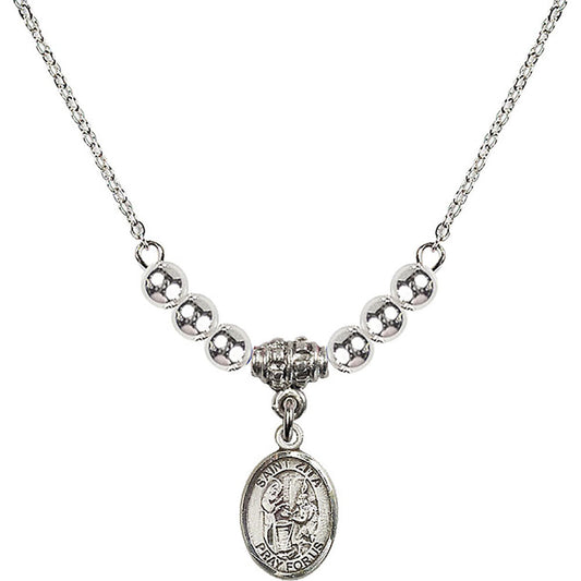 Sterling Silver Saint Zita Birthstone Necklace with Sterling Silver Beads - 9244