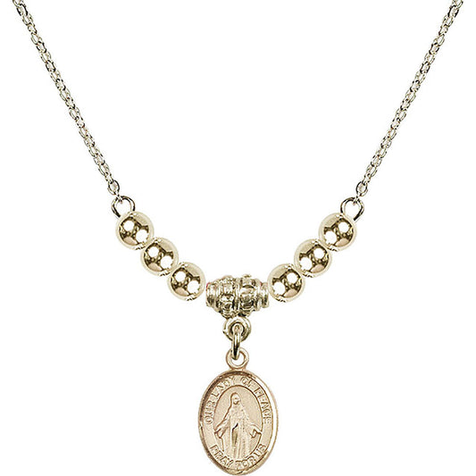 14kt Gold Filled Our Lady of Peace Birthstone Necklace with Gold Filled Beads - 9245