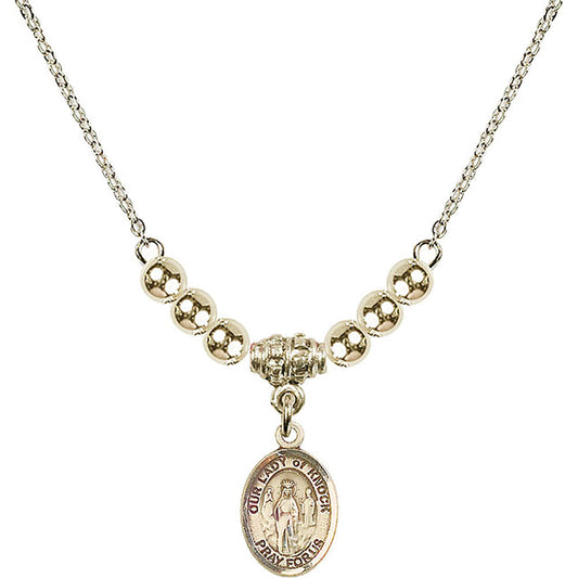 14kt Gold Filled Our Lady of Knock Birthstone Necklace with Gold Filled Beads - 9246