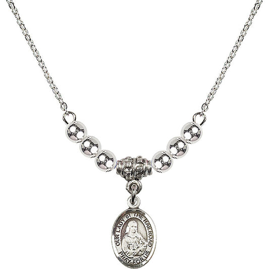 Sterling Silver Our Lady of the Railroad Birthstone Necklace with Sterling Silver Beads - 9247