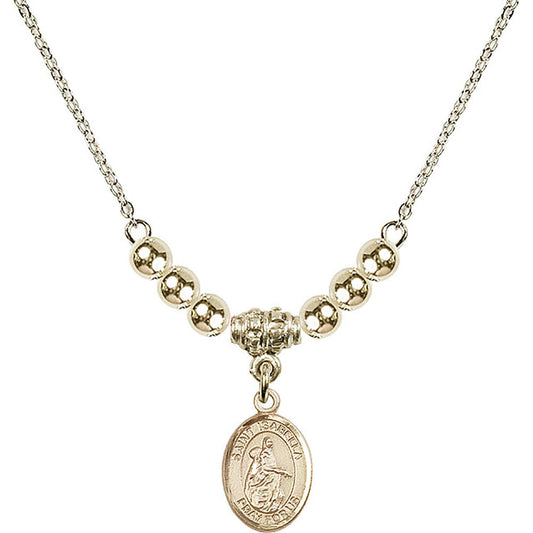 14kt Gold Filled Saint Isabella of Portugal Birthstone Necklace with Gold Filled Beads - 9250