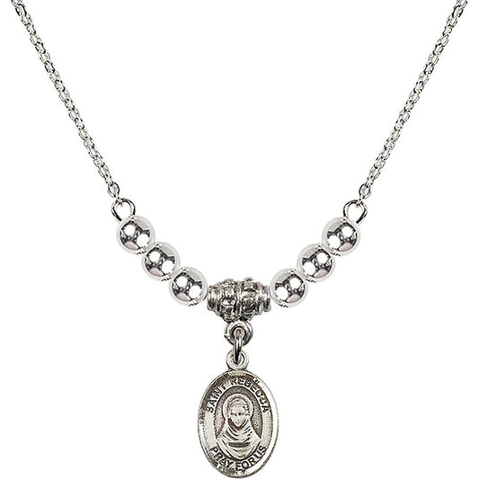 Sterling Silver Saint Rebecca Birthstone Necklace with Sterling Silver Beads - 9252