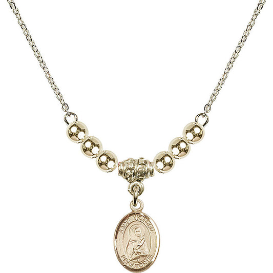 14kt Gold Filled Saint Victoria Birthstone Necklace with Gold Filled Beads - 9253