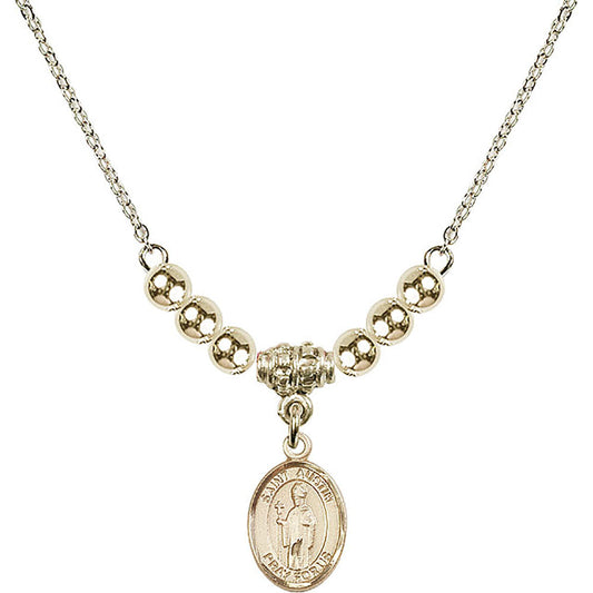 14kt Gold Filled Saint Austin Birthstone Necklace with Gold Filled Beads - 9256