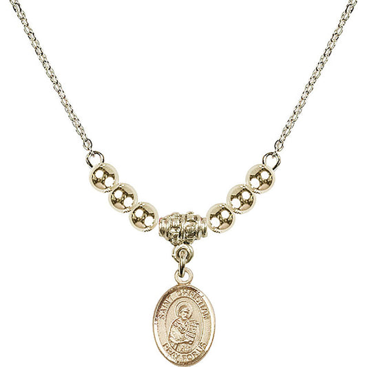 14kt Gold Filled Saint Christian Demosthenes Birthstone Necklace with Gold Filled Beads - 9257