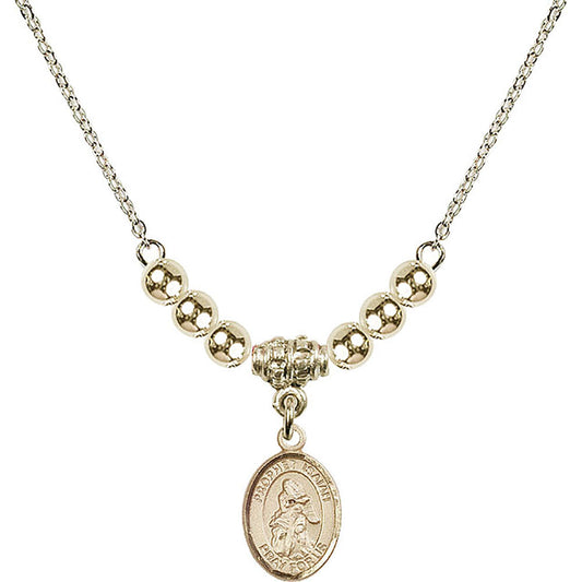 14kt Gold Filled Saint Isaiah Birthstone Necklace with Gold Filled Beads - 9258