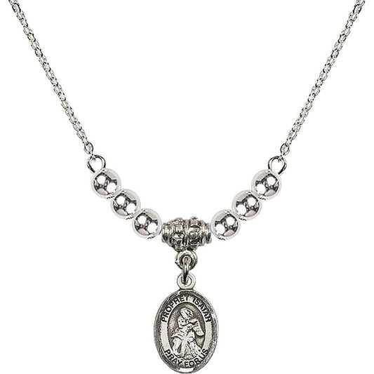 Sterling Silver Saint Isaiah Birthstone Necklace with Sterling Silver Beads - 9258