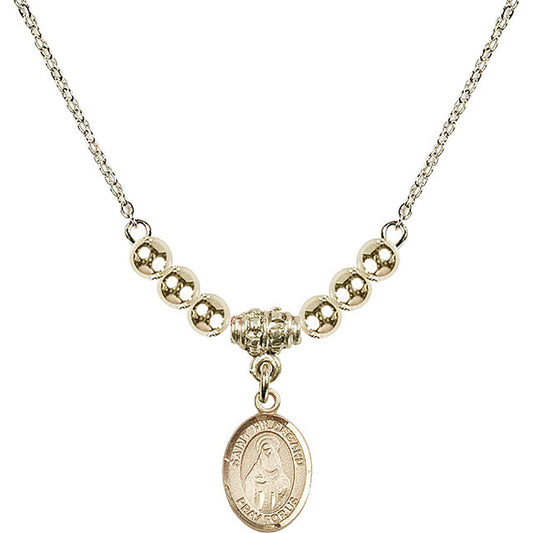14kt Gold Filled Saint Hildegard von Bingen Birthstone Necklace with Gold Filled Beads - 9260