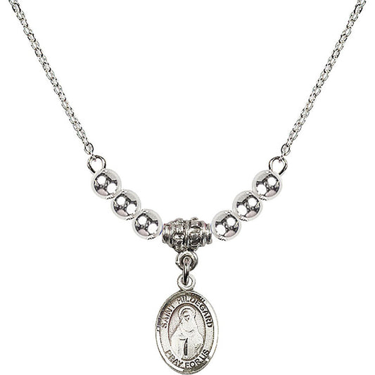 Sterling Silver Saint Hildegard von Bingen Birthstone Necklace with Sterling Silver Beads - 9260