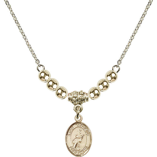 14kt Gold Filled Saint Tarcisius Birthstone Necklace with Gold Filled Beads - 9261