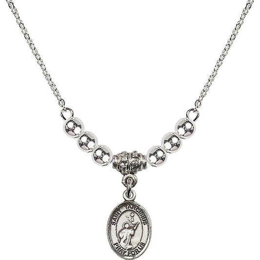 Sterling Silver Saint Tarcisius Birthstone Necklace with Sterling Silver Beads - 9261