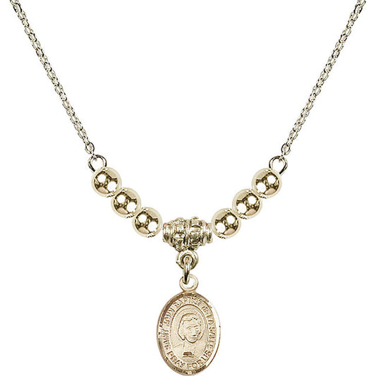 14kt Gold Filled Saint John Baptist de la Salle Birthstone Necklace with Gold Filled Beads - 9262