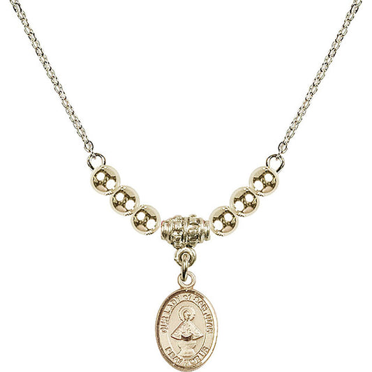 14kt Gold Filled Our Lady of San Juan Birthstone Necklace with Gold Filled Beads - 9263