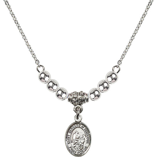 Sterling Silver Saint Bernard of Montjoux Birthstone Necklace with Sterling Silver Beads - 9264