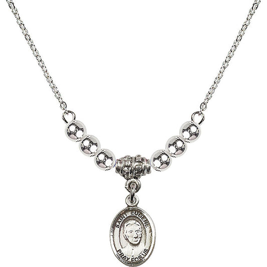 Sterling Silver Saint Eugene de Mazenod Birthstone Necklace with Sterling Silver Beads - 9266