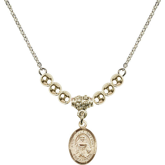 14kt Gold Filled Saint Julia Billiart Birthstone Necklace with Gold Filled Beads - 9267