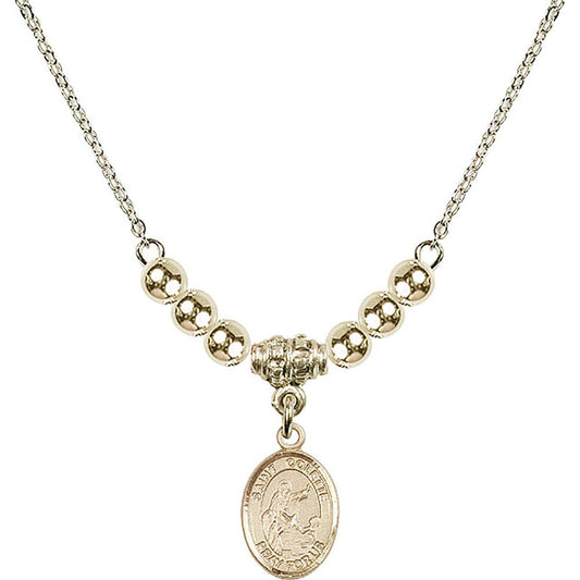 14kt Gold Filled Saint Colette Birthstone Necklace with Gold Filled Beads - 9268