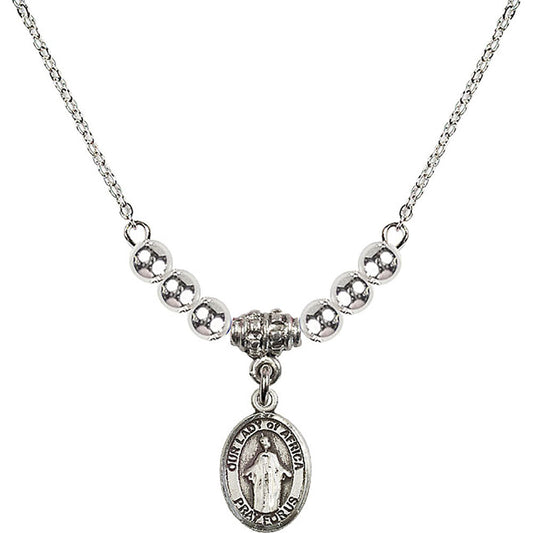 Sterling Silver Our Lady of Africa Birthstone Necklace with Sterling Silver Beads - 9269