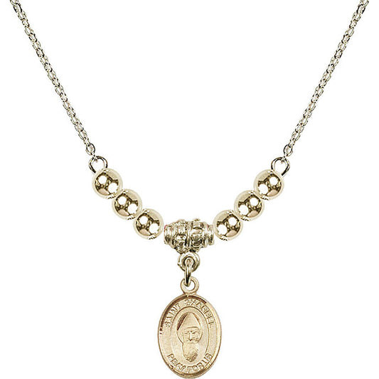 14kt Gold Filled Saint Sharbel Birthstone Necklace with Gold Filled Beads - 9271
