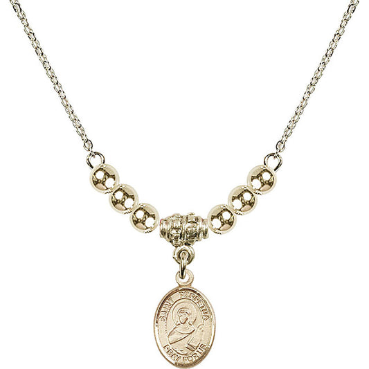 14kt Gold Filled Saint Perpetua Birthstone Necklace with Gold Filled Beads - 9272
