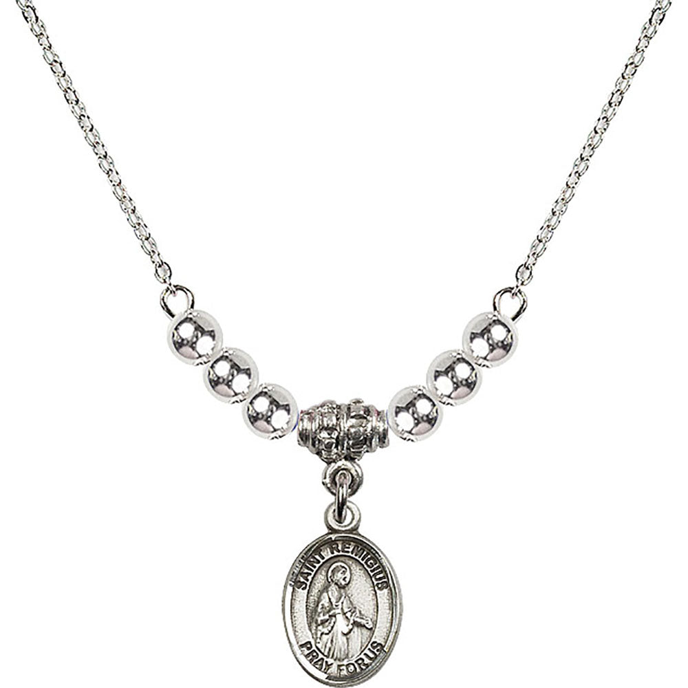 Sterling Silver Saint Remigius of Reims Birthstone Necklace with Sterling Silver Beads - 9274