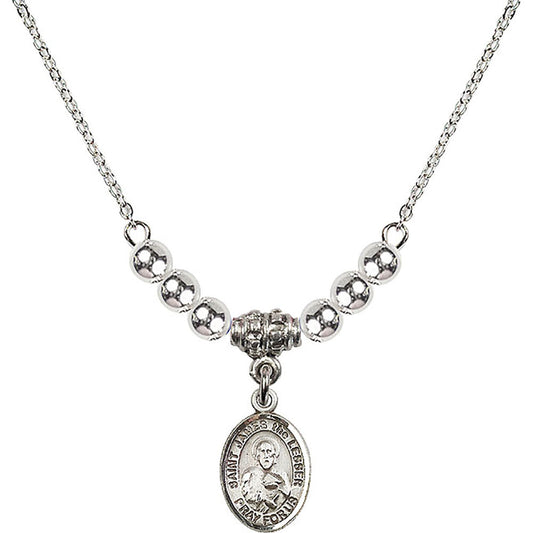 Sterling Silver Saint James the Lesser Birthstone Necklace with Sterling Silver Beads - 9277