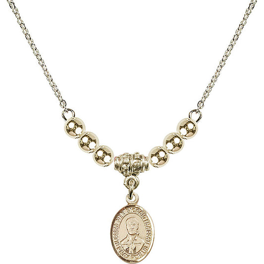 14kt Gold Filled Blessed Pier Giorgio Frassati Birthstone Necklace with Gold Filled Beads - 9278