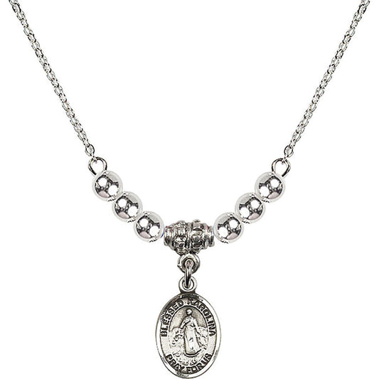 Sterling Silver Blessed Karolina Kozkowna Birthstone Necklace with Sterling Silver Beads - 9283