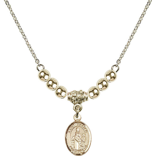 14kt Gold Filled Saint Walter of Pontoise Birthstone Necklace with Gold Filled Beads - 9285