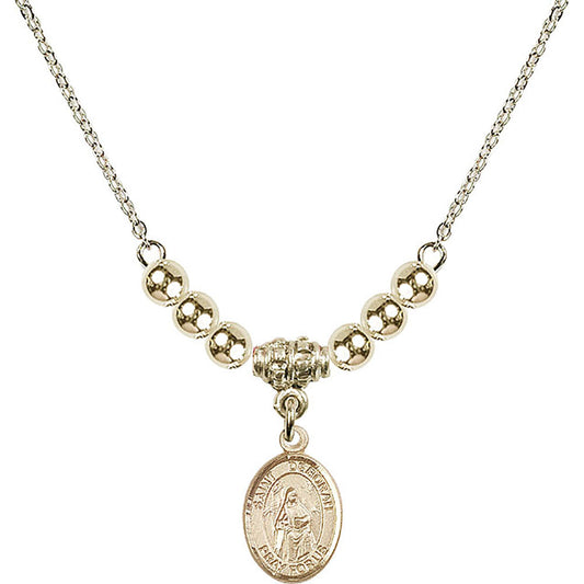 14kt Gold Filled Saint Deborah Birthstone Necklace with Gold Filled Beads - 9286