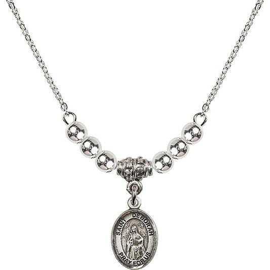 Sterling Silver Saint Deborah Birthstone Necklace with Sterling Silver Beads - 9286
