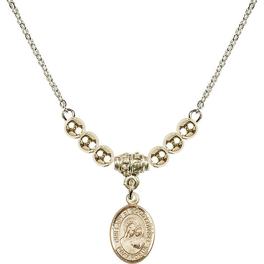 14kt Gold Filled Our Lady of Good Counsel Birthstone Necklace with Gold Filled Beads - 9287