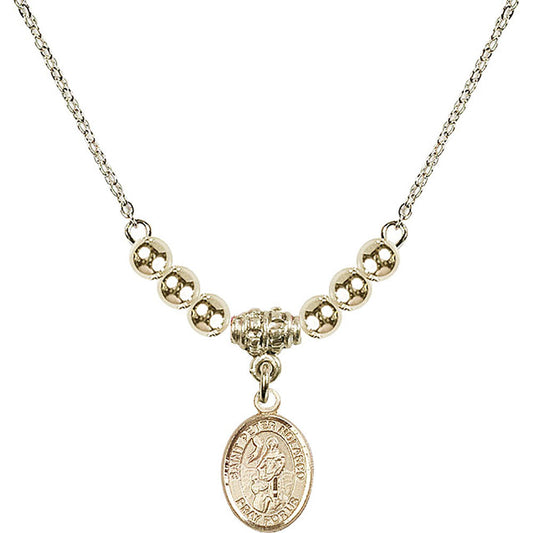 14kt Gold Filled Saint Peter Nolasco Birthstone Necklace with Gold Filled Beads - 9291