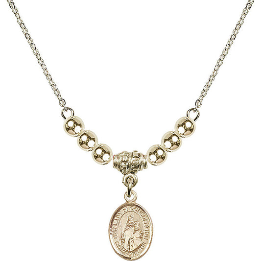 14kt Gold Filled Our Lady of Consolation Birthstone Necklace with Gold Filled Beads - 9292