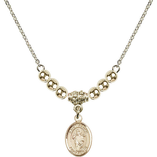 14kt Gold Filled Saint Aedan of Ferns Birthstone Necklace with Gold Filled Beads - 9293