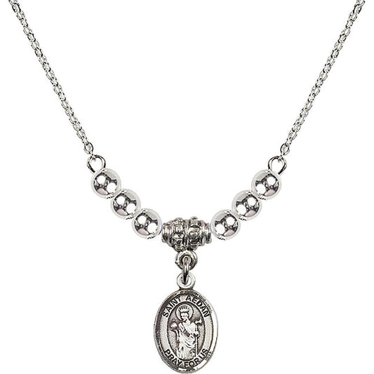 Sterling Silver Saint Aedan of Ferns Birthstone Necklace with Sterling Silver Beads - 9293