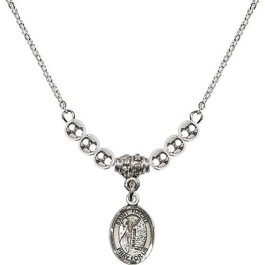 Sterling Silver Saint Fiacre Birthstone Necklace with Sterling Silver Beads - 9298