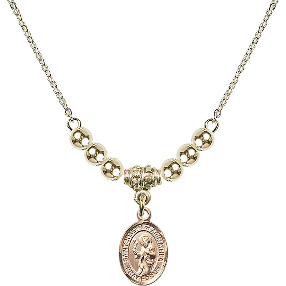 14kt Gold Filled Saint Joseph of Arimathea Birthstone Necklace with Gold Filled Beads - 9300