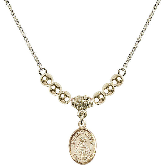 14kt Gold Filled Our Lady of Olives Birthstone Necklace with Gold Filled Beads - 9303
