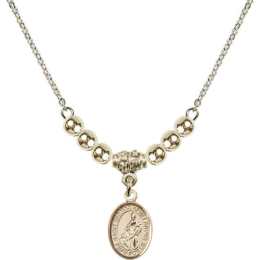 14kt Gold Filled Saint Thomas of Villanova Birthstone Necklace with Gold Filled Beads - 9304