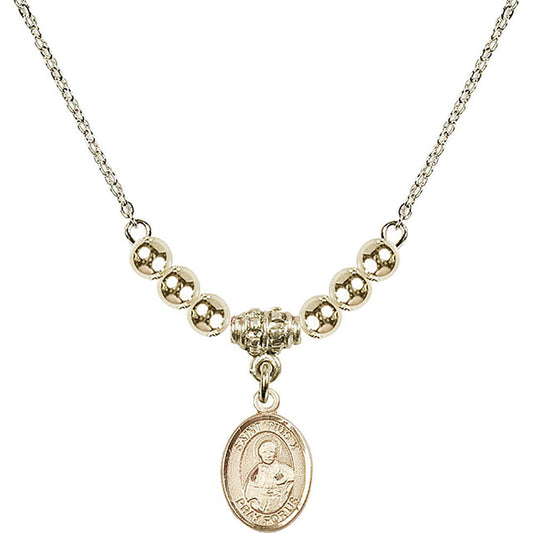 14kt Gold Filled Saint Pius X Birthstone Necklace with Gold Filled Beads - 9305