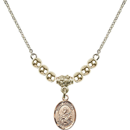 14kt Gold Filled Saint Meinrad of Einsiedeln Birthstone Necklace with Gold Filled Beads - 9307