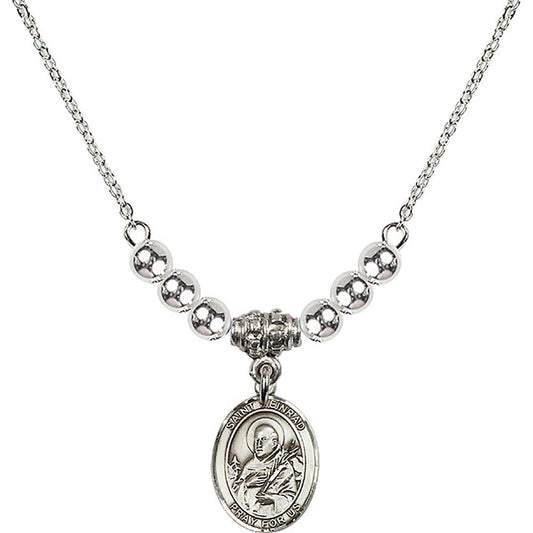 Sterling Silver Saint Meinrad of Einsiedeln Birthstone Necklace with Sterling Silver Beads - 9307