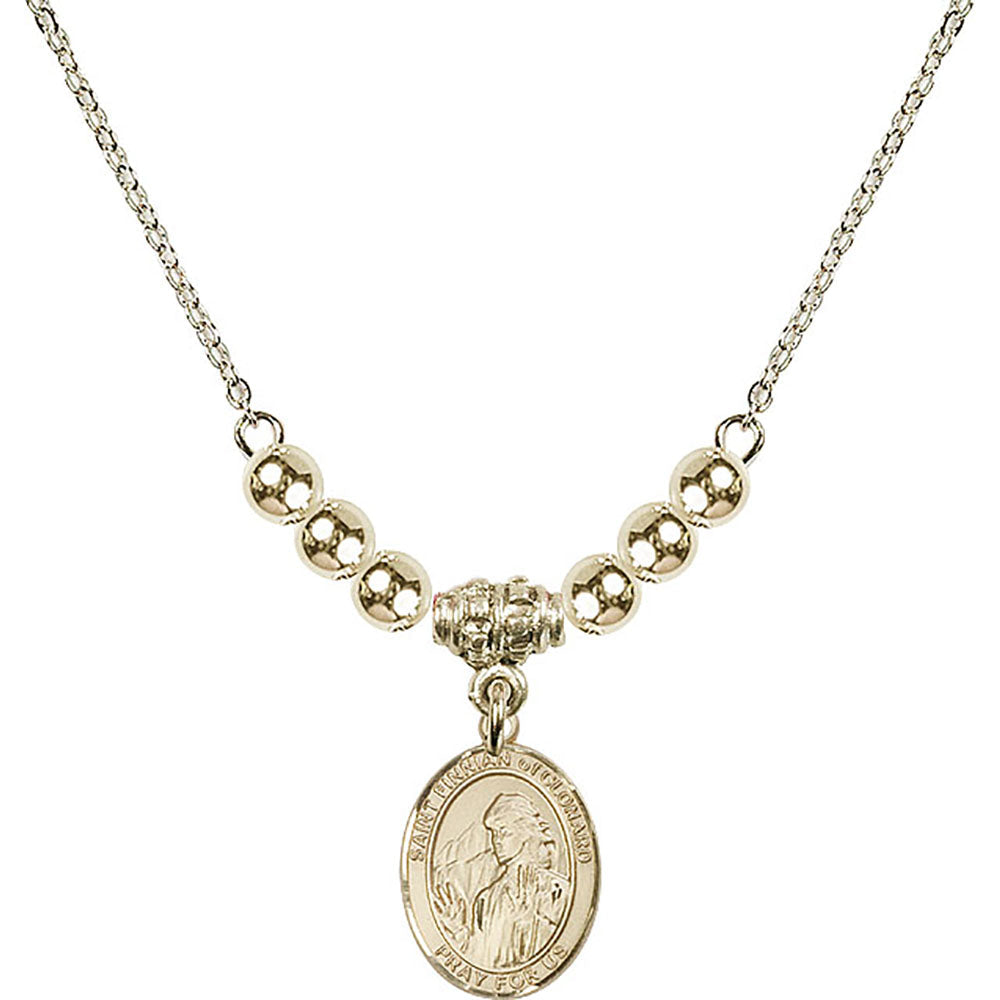 14kt Gold Filled Saint Finnian of Clonard Birthstone Necklace with Gold Filled Beads - 9308
