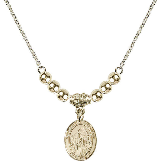 14kt Gold Filled Saint Finnian of Clonard Birthstone Necklace with Gold Filled Beads - 9308