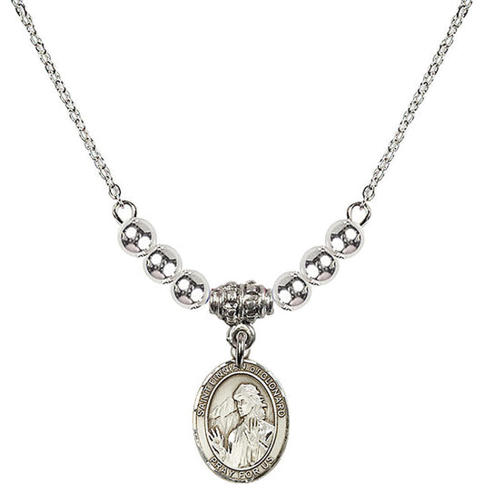 Sterling Silver Saint Finnian of Clonard Birthstone Necklace with Sterling Silver Beads - 9308