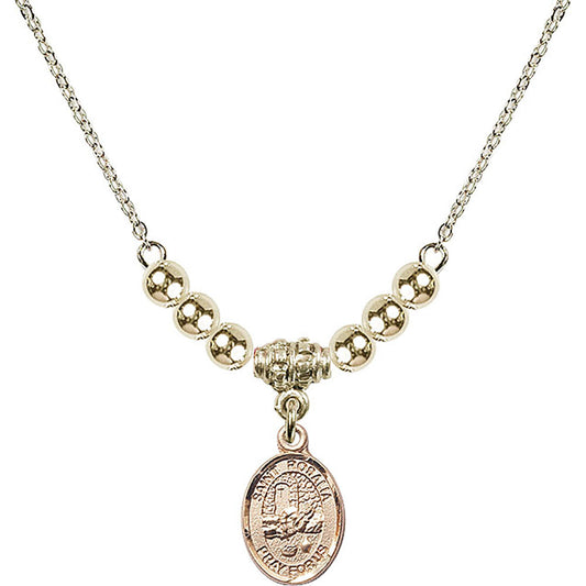 14kt Gold Filled Saint Rosalia Birthstone Necklace with Gold Filled Beads - 9309